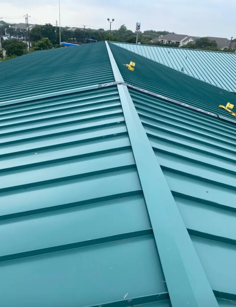 Green commercial metal roof ridge and valley for Metal Roof Repair in Bay Point